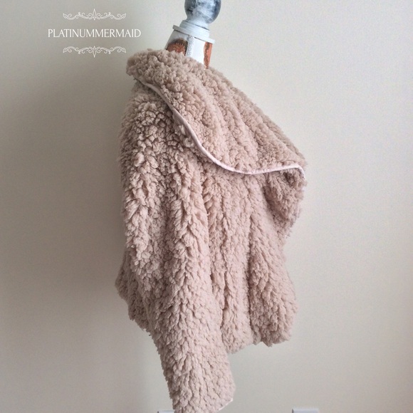 Pressed Pink SHERPA Faux Fur Teddy Bear Coat NWT - Picture 4 of 7